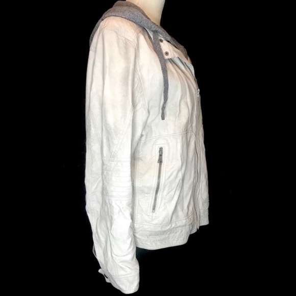 Express hoodie motor vegan leather biker jacket - Picture 4 of 8